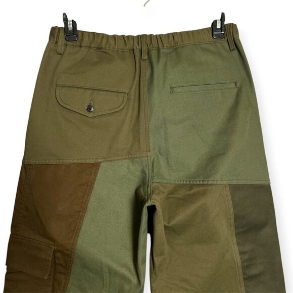 NEW KUON Patchwork Utility Trousers SIZE L Green Wide Leg Cargo Pocket JAPAN NWT - Picture 7 of 11